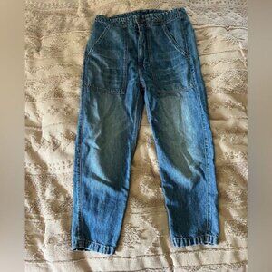 Vince vintage 90s fit with scrunched high-rise waist and wider leg
